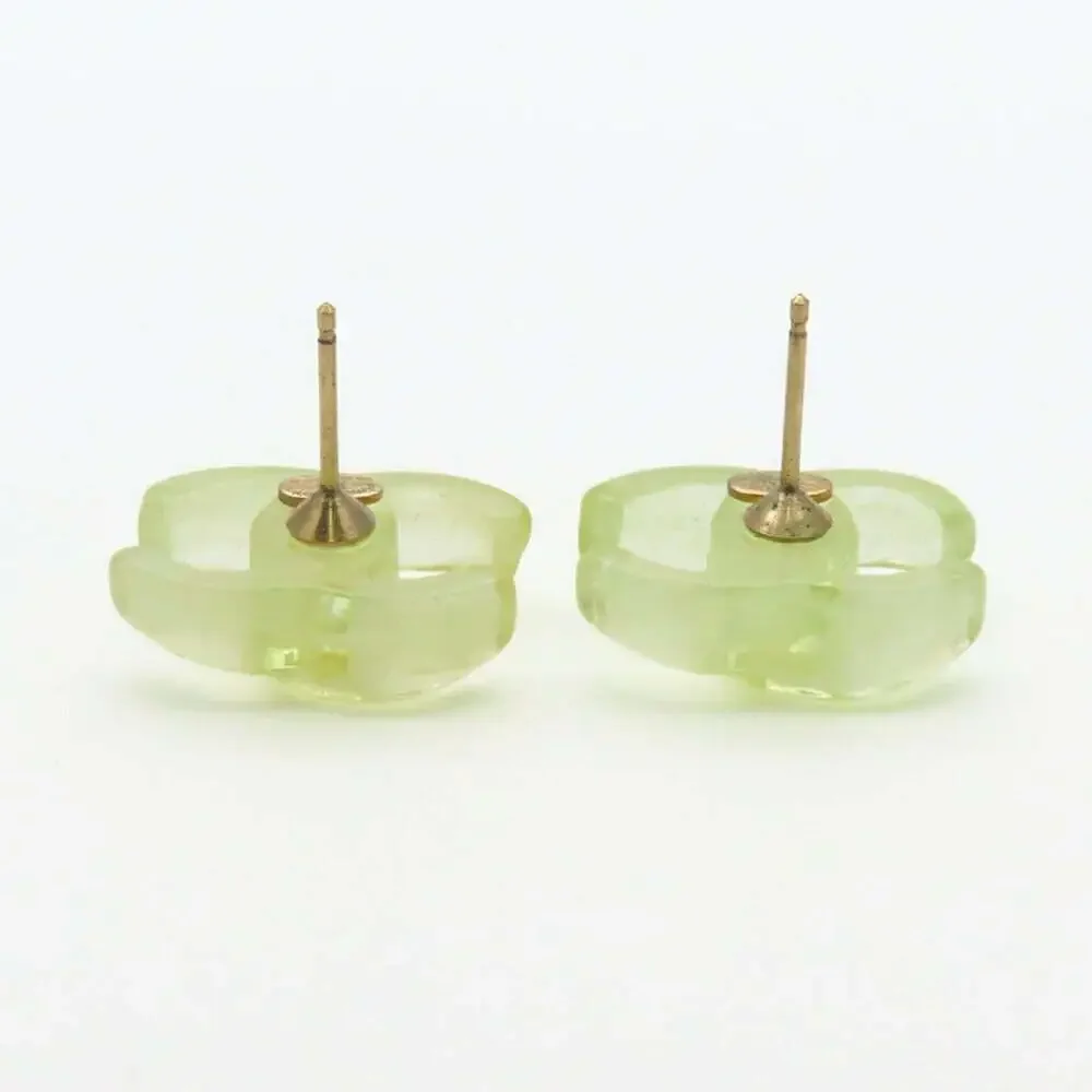 CHANEL Green Logo Earrings